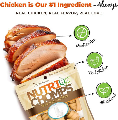 NutriChomps Dog Chews, 4-inch Knots, Easy to Digest, Rawhide-Free Dog Treats, 9 Count Real Milk flavor