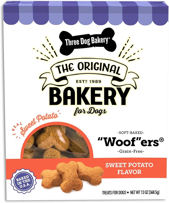 Grain-Free “Woof”ers Sweet Potato Dog Treats - Soft-Baked Dog Biscuits for Sensitive Tummies, Human-Inspired Dog Treats, Dog Treats for Puppy Training with Real Ingredients