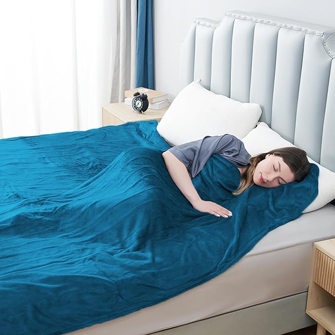 Eydna Electric Heated Blanket Twin Size 62"x84", Fast Heating Throw, Soft Plush Microplush for Bed & Couch, 10Hs Auto Off & 5 Heating Levels, Machine Washable, Gifts for Womens & Family-Blue Green