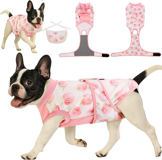 Soft Recovery Suit for Female/Male Dog Cat After Spay/Neuter Surgery, Bandana Set Included, E-Collar Cone Alternative Anti Licking Abdominal Wounds, Small Dogs Full Body Onesie, Pet Onesies Bodysuit
