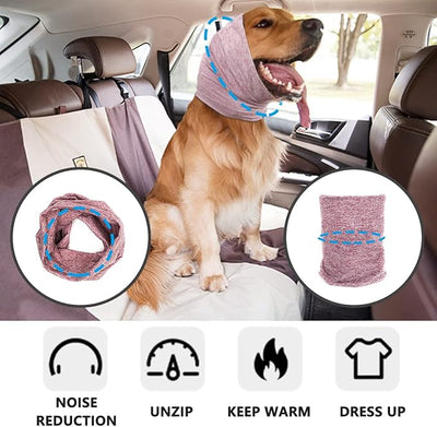 Quiet Ears for Dogs, Ear Muffs for Anxiety Relief& Calming Dogs, Dog Snood for Noise Protection Grooming, Neck and Ear Warm Ear Muffs for Cats&Dogs,Pink M