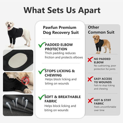 Dog Recovery Suit for Front Legs, Dog Elbow Protector with Padded Elbow Coverage to Stop Licking, Front Leg Sleeve for Hot Spots, Wounds, Hygroma, Calluses & Post-Surgery Care,Black,XL
