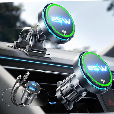 LISEN for Qi2.2 25W MagSafe Car Mount Charger，[Smart Cooling Fan＆95W Fast Adapter] Magnetic Wireless Car Charger, Phone Holders for Your Car Accessories for iPhone 17 Pro Max Air 16 15 14 13 12 | [Smart Cooling Fan] Magsafe Car Mount Charger, [Qi2 25W ...