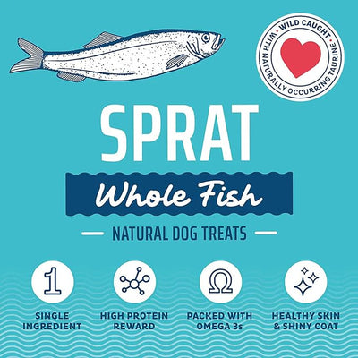 Icelandic+ Whole Fish: Sprat - 2oz Bag - Dog Treats, Wild- Caught, 2.5-3" Crunchy Air-Dried Pet Snacks, Single Ingredient, Just The Fish Nothing Else