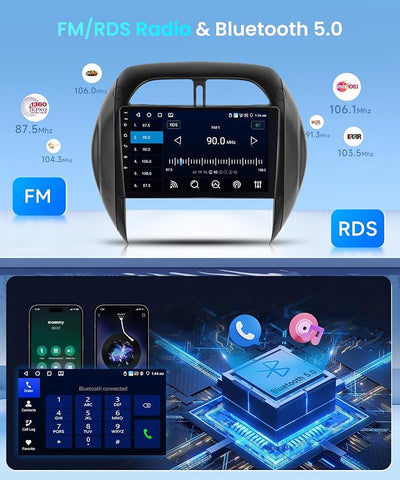 Car Radio Stereo for Toyota RAV4 2003 2004 2005 [4G+64G] Android with Wireless CarPlay Android Auto,9 inch IPS Touchscreen Car Stereo Bluetooth5.0,GPS,WiFi,SWC,59UI,32EQ AI DSP+HD Backup Camera