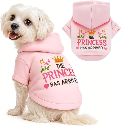 ABRRLO Small Dog Hoodie Clothes Cute Pink Princess Fleece Dog Sweater for Small Dogs Cats Girl Warm Puppy Sweatshirt with Leash D Ring Fall Winter XS Pet Outfits Chihuahua Yorkie Shihtzu(Pink,M)
