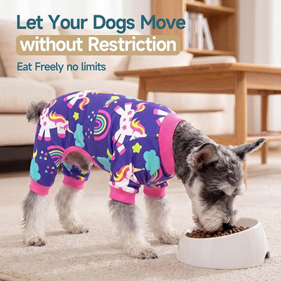 XPUDAC 4 Pieces Dog Pajamas Stretchy Dog Pjs Soft Cute Doggie Clothes for Small Medium Dogs Boy Girl Cats Pet Outfits, X-Large
