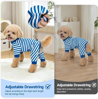 XPUDAC 4 Pack Dog Pajamas for Large Breeds, Dog Onesie with Drawstring Adjustable Lightweight Stretchy Pet Clothes for Large Dogs Boy Shed Defender Doggie Suit Pet Outfit, 3XL