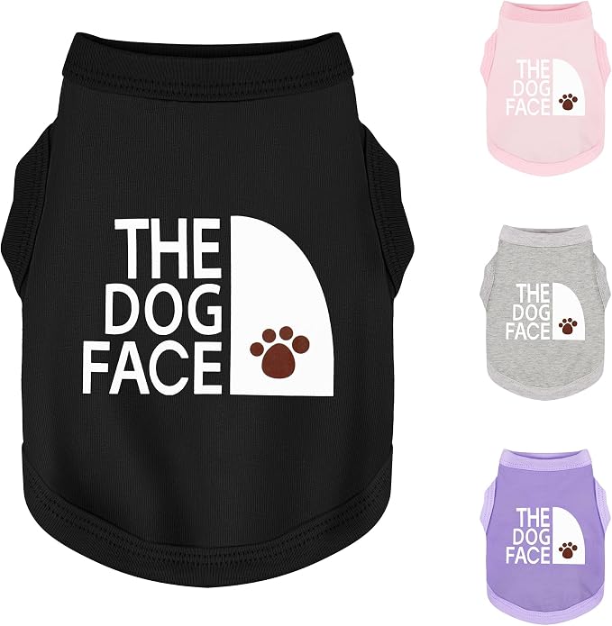Comfortable and Breathable Dog Shirt: Soft, Lightweight Cotton Dog Clothes with The Dog Face' Print, Perfect for Everyday Wear, Small and Medium Breeds - Personality Canine Attire Black XL