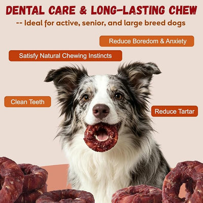 Pawmate Duck Rawhide Dog Treats Donut, Long Lasting Dog Chews with Duck Wrapped Rawhide, Natural Dog Treats for Medium and Large Aggressive Chewers, High Protein Dog Snacks, 4 Counts