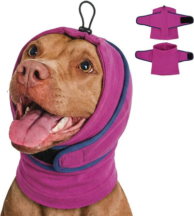 MIGOHI Dog Ear Cover for Anxiety Relief, Noise Cancelling Muffs for Fireworks Thunderstorms,Quiet Ears for Dogs with Hook & Loop,Adjustable Soft No Shake Ear Wrap for Dogs Hematoma,Vet Visit,Purple L