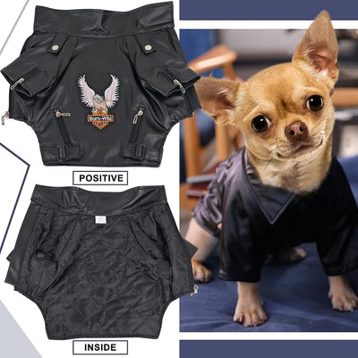 Warm Dog Jackets Winter Dog Coats Jackets for Small and Medium Sized Dogs Windproof and Waterproof Puppy Jackets Cool Pet Dog Clothes Dog Leather Jackets Chihuahua Clothes Yorkie Clothes Black XXL