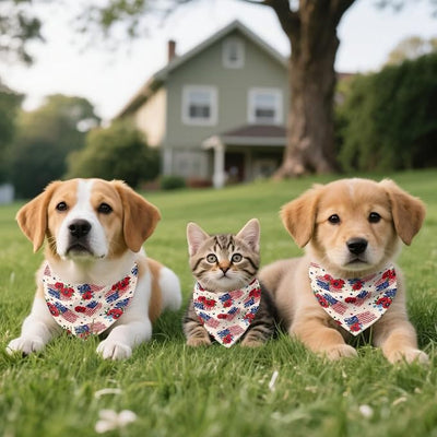 KEIAHUAN 250th Anniversary Dog Bandanas 4th of July Patriotic Pet Bandanas Independence Day Triangle Pet Bibs Scarf Holiday Scarf Accessories