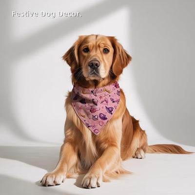 Pink Girl Cowboy Bandanas, Cowboy Costume Dog Scarf, Cowgirl Accessories for Medium Large Dogs