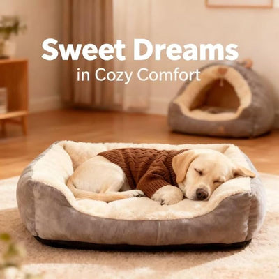 Small/Medium Dog Sweater, Warm Dog Winter Coat w/Sleeves, Comfortable High Neck Premium Dog Clothes for Labrador-Best for Holidays, Daily Walks XL Brown