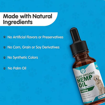 Wanderfound Pets - Hemp Oil for Dogs & Cats 5000mg - Anti-Separation Anxiety, Joint Pain, Stress Relief, Arthritis, Seizures, Chronic Pain Relief, Anti-Inflammatory - Omega 3, 6, 9-100% Organic