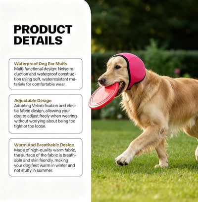 Dog Ear Muffs, No Flap Ear Wraps for Dogs Hematoma - Waterproof Elastic Ear Cover with Calming Hoodie