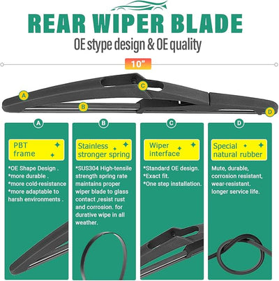 20" 19" 10" Windshield Wiper Blades Replacement for Mini Cooper Countryman 2011 2012 2013 2014 2015 2016 BMW Mini Country Man SUV R60 Premium Front Rear Wipers Set - OEM Quality (Pack of 3)