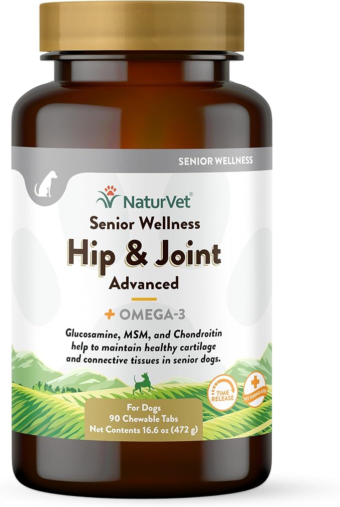 Senior Wellness Hip & Joint Advanced Plus Omegas | Help Support Your Pet’s Healthy Hip & Joint Function | Supports Joints, Cartilage & Connective Tissues | 90 Time Release Tablets