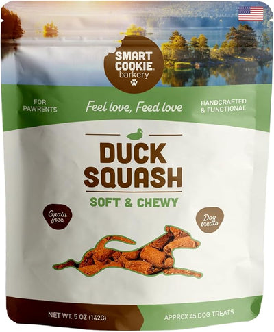 Smart Cookie Healthy Soft Dog Treats - Duck & Squash - Grain Free Limited Ingredient Training Treats for Dogs with Sensitive Stomach & Allergies, Natural Novel Protein, Made in the USA (5oz.)
