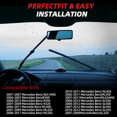 OTUAYAUTO Windshield Wiper Blades - Replacement for Mercedes-Benz ML320 ML350 ML550 ML63 2006-2011 ML-Class W164, X164 05-12, W251 06-12, Front and Rear Wiper Blades Pinch Tab 28"+21"+12" (Pack of 3)