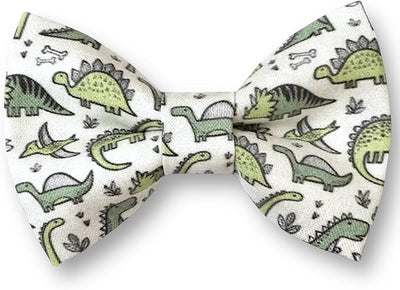 Detachable Dog Bow Tie, Slide-On Pet Bowtie for Collars, Stylish Durable Dog Lover Accessory Small, Medium & Large Dogs (Green Dino, Small (3.5in Wide))
