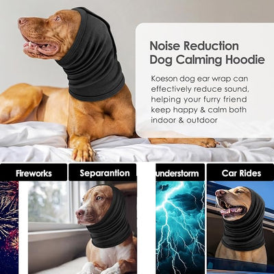 KOESON Dog Ear Wraps with Adjustable Hook & Loop, Soft No Shake Ear Wrap for Dogs Hematoma, Breathable Dog Ear Cover for Noise Protecion, Small Doggie Calming Hoodie for Thunder, Firework, Separation
