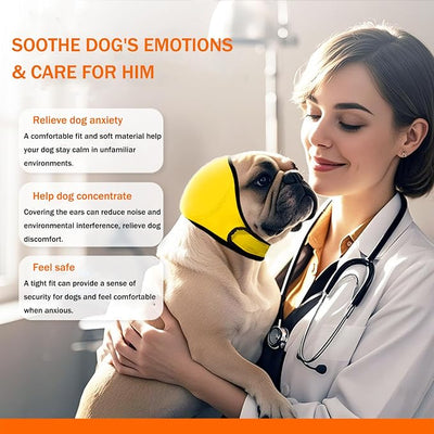 BAMY Swimming Waterproof Dog Ear Caps Calming Large Dog Ears Cover Shower Cap for Ear Protection for Bath for Grooming (Yellow, S (Head Circumference 10"-15"))