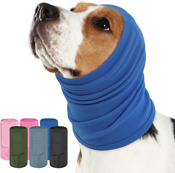 Dog Ear Wraps with Adjustable Hook & Loop, Soft No Shake Ear Wrap for Dogs Hematoma, Breathable Dog Ear Cover for Noise Protecion, Small Doggie Calming Hoodie for Thunder, Firework, Separation
