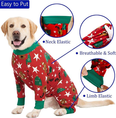 kzrfojy Dog Christmas Pajamas Dog Recovery Suit for Dogs After Surgery Female Male Medium Large Dog Neuter Spay Christmas Onesie for Shedding Prevent Licking Surgical Wound E-Collar Alternative