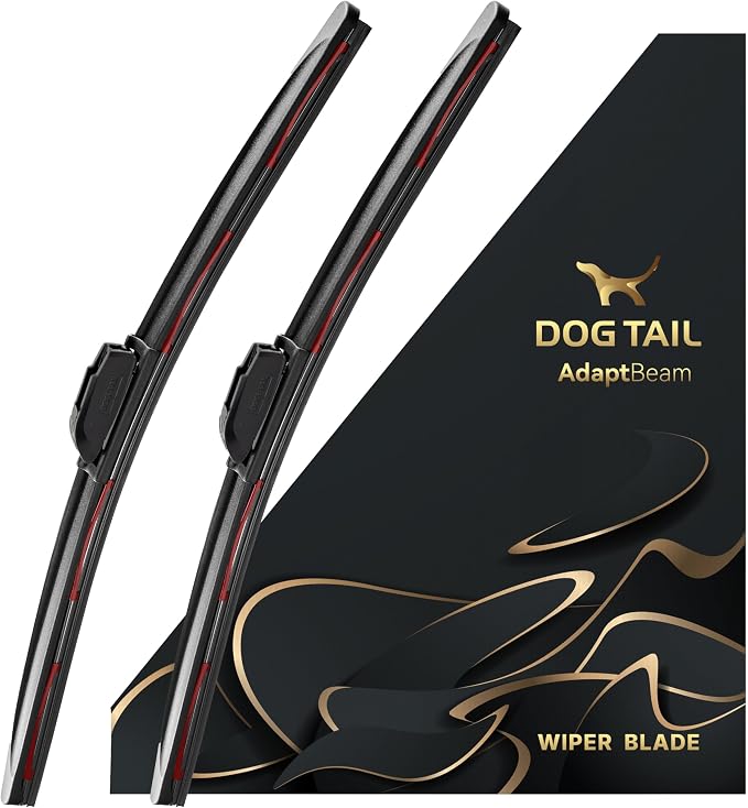DOG TAIL AdaptBeam Neoprene Wiper Blades - 24'' & 18''- Set of 2 | Super Duty Neoprene, Dual-Steel, Premium Quality, 7 Multiple Adapters for Quick Setup with Wide Vehicle Compatibility