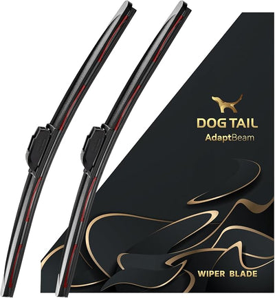 DOG TAIL AdaptBeam Neoprene Wiper Blades - 24'' & 18''- Set of 2 | Super Duty Neoprene, Dual-Steel, Premium Quality, 7 Multiple Adapters for Quick Setup with Wide Vehicle Compatibility