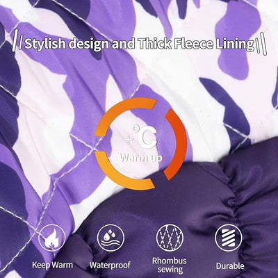 Cutebone Purple Camouflage Waterproof Thick Dog Winter Coat Doggie Jacket, Cozy Warm Pet Clothes Comfortable Puffer Dog Vest for Small Medium Large Dogs with Harness Hole YRFN01XL