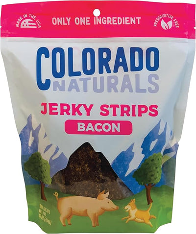 Colorado Naturals Bacon Jerky Strips Dog Treats, 16 oz – All-Natural, Made in USA, No Fillers or Preservatives – Great Source of Protein