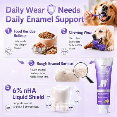 6% nHA Dual-Enzyme Pet Toothpaste for Dogs & Cats, Sensitive Teeth, 3.52oz | Gentle Enamel Care. Gum Comfort. Smooth Brushing Feel. Daily Fresh Breath Support.