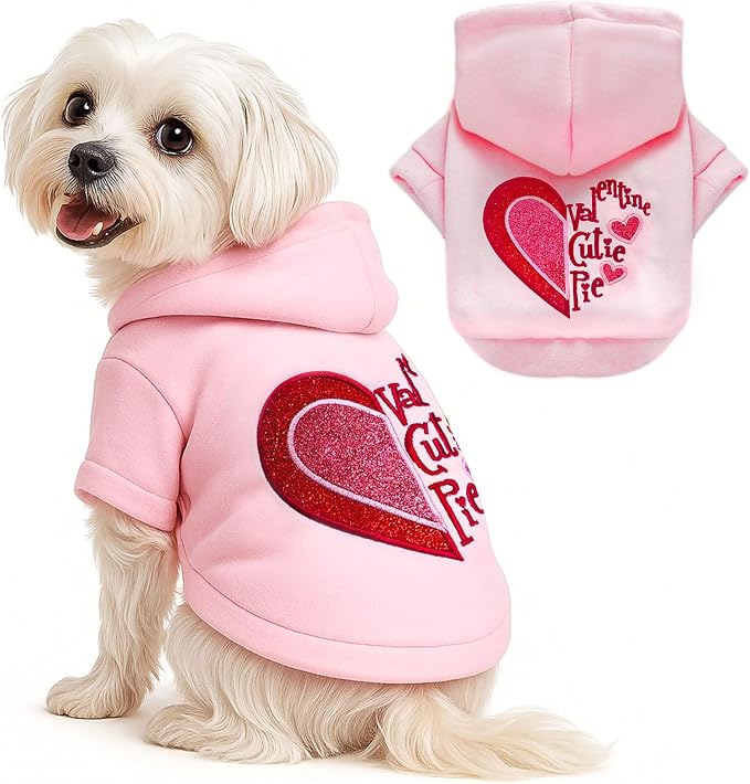 ABRRLO Small Dog Hoodie Clothes Cute Pink Fleece Dog Sweater for Small Dogs Cats Girl Warm Puppy Sweatshirt with Leash D Ring Fall Winter XS Pet Outfits Chihuahua Yorkie Shihtzu Clothing(Cutie Pie,XS)