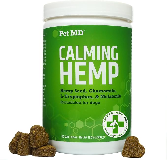 Calming Chews for Dogs - Dog Calming Treats with Hemp & Melatonin - Calming, Anxiety Relief, & Separation Relaxant with Chamomile & L-Tryptophan - 120 CT