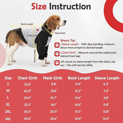 Lukovee Recovery Suit for Dogs - Padded Elbow Protector to Stop Licking, Long Sleeve for Pet Male Female Dog Front Leg Injuries Shoulder Wounds After Surgery Cone Alternative (Black&Gray, 3X-Large)