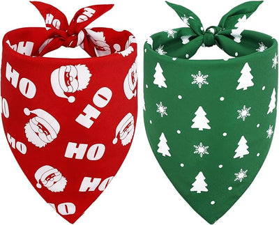 Vivifying Dog Christmas Bandana, 2 Pack Santa Claus and Christmas Tree Pet Scarves for Small Medium and Large Dogs, Holiday Costume for Photo Prop, and Party Decor (Large, Red&Green)