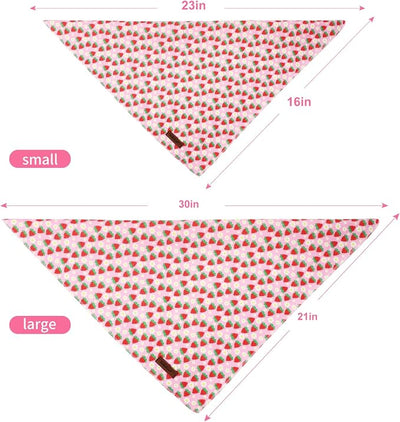 Sweet Strawberry Dog Bandana - Soft Pink Spring Summer Dog Neck Scarf, Cute Pet Bib for Medium Large Dogs, Kawaii Photo Dogs Cats Prop for Daily Use Parties & Pet Photography L