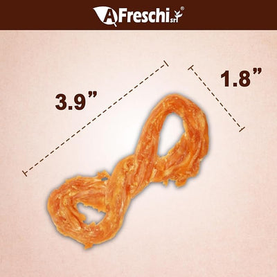 A Freschi srl Turkey Tendons for Dogs, USA-Sourced Human Grade, Rawhide-Free Long-Lasting Puppy Chews, All Natural Hypoallergenic Dog Treats for Small Breeds, Rope (S), 40 Count Box