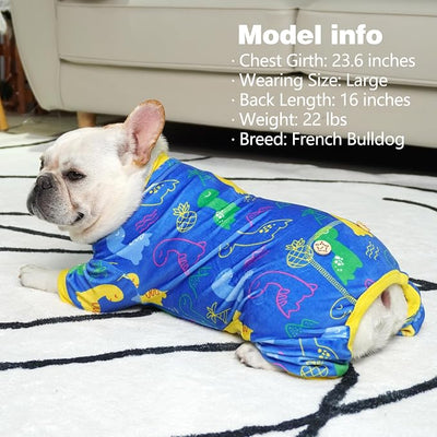 KYEESE Dog Pajamas Comfy Dogs Clothes Pets Costumes Doggie Jammies for Small Dogs Boy Girl Clothes Dinosaur Dogs Onesie Costume Pet Body Suits After Surgery Velvet Coat Soft Pet pjs, Large