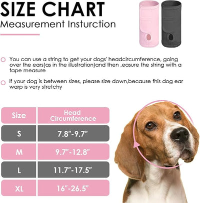 AOFITEE Dog Calming Hoodie, Anti-Slip Headband for Dog Hematoma, Adjustable Dog Ear Muffs Cover for Noise Anxiety, Dog No Shake Ear Wrap for Grooming, Fireworks, Thunderstorms, Drying, Grey S