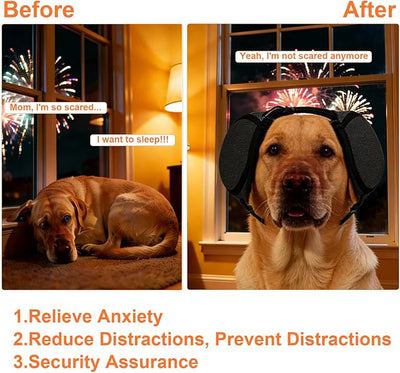 Dog Ear Muffs for Noise Protection (Red, Large) | Adjustable, Elastic, Waterproof, Soft and Breathable, Relieve Anxiety, Reduce Distractions, Security Assurance