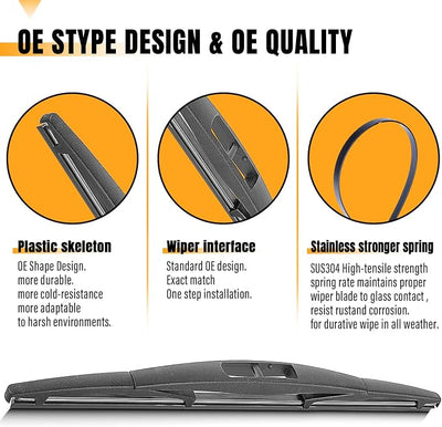AUTOBOO 16 Inch Rear Wiper Blade Replacement for Honda Odyssey 2024-2005 Passport 2023-2019 Subaru Outback 24-20 Forester 2005-2004-BACK Windshield Wiper Blade -Original Factory Quality (Pack of 1)