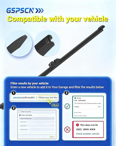 GSPSCN 11" Rear Wiper For Ford EcoSport 2022-2018，Escape,Expedition 2023-2018，Explorer 2023-2011 /Volvo V40 2019-2014 /BMW X3 2023-2018,X4 2023-2019 Back Windshield Wiper Blade