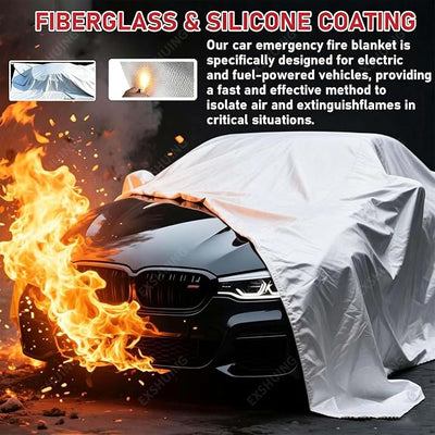 Ev Car Fire Blanket, Silicone Fire Blankets for Electric & Gas Vehicles, 1100°C Reusable Large Emergency Fire Suppression Blanket, Survival Safe Blankets for Ev Battery