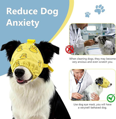 NACOCO Dog Calming Cap Eye Mask Ducks Nylon Shading Pet Anxiety Mask Muzzle for Grooming Anti Car Sickness (Yellow, L)