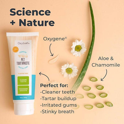 Oxyfresh Professional Cat & Dog Toothpaste, Teeth Cleaning Gel for Plaque, Tartar & Bad Breath, Vet-Approved Pet Dental Care, 4 oz
