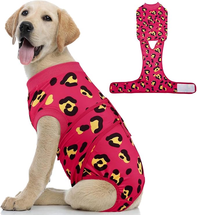 Kuoser Dog Recovery Suit for Dogs After Surgery,Professional Surgical Onesie for Female Male Dogs Spay Neuter,Soft Dog Surgery Suit Bodysuit for Abdominal Wounds Skin Disease,Rose M